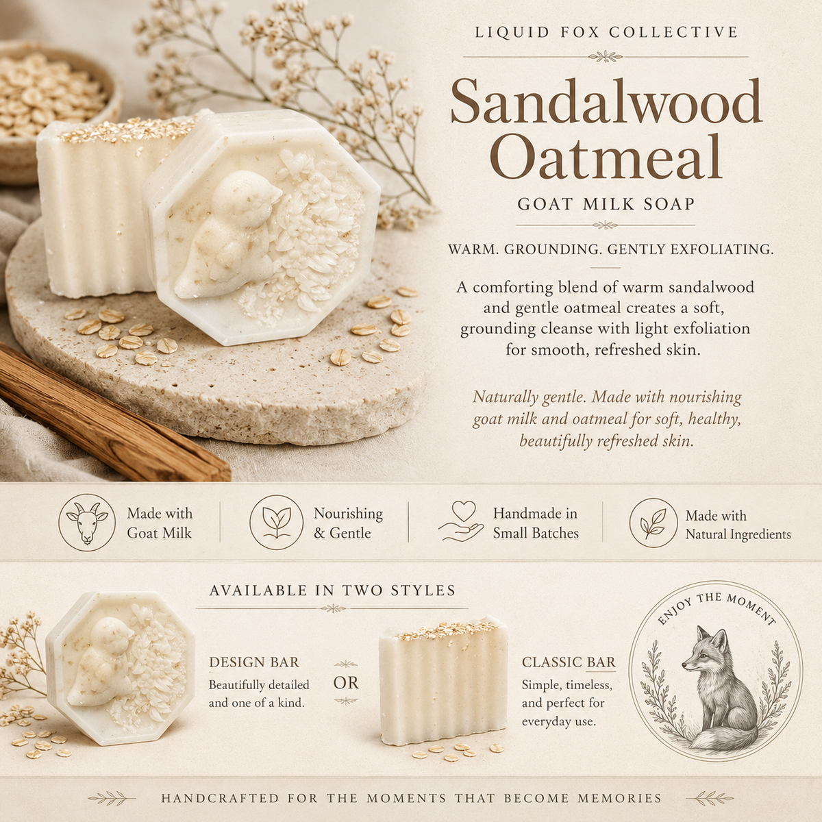 Sandalwood Oatmeal Goat Milk Soap